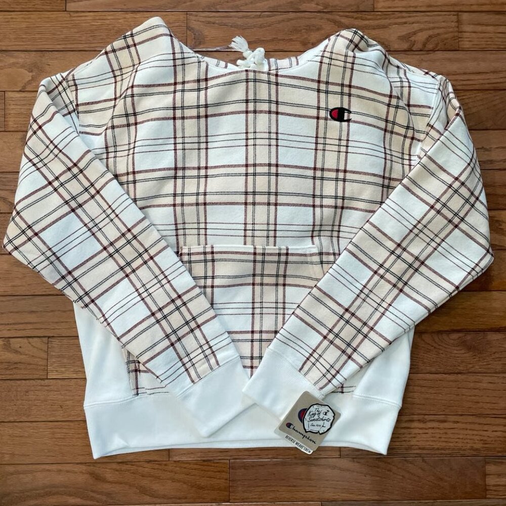 BNWT champion urban outfitters exclusive plaid reverse weave women's hoodie